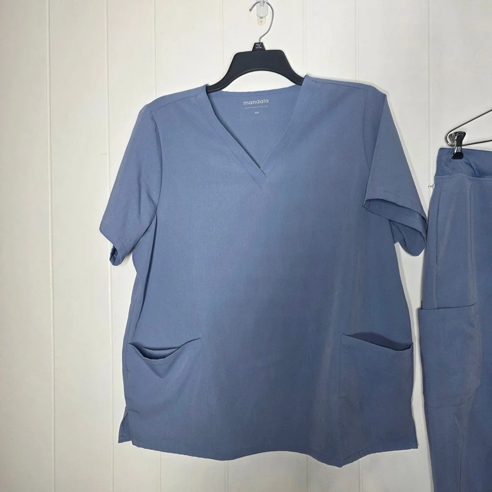 Mandala Scrub Set 3pc Blue Equa-Tek Jogger Pants XL 2XL Top Long Sleeve Tee XL